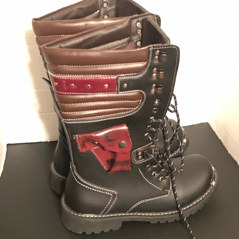 Addax Ridge Goth Motorcycle Black Lace Up Combat Boots Size 45 EU US Men's 12